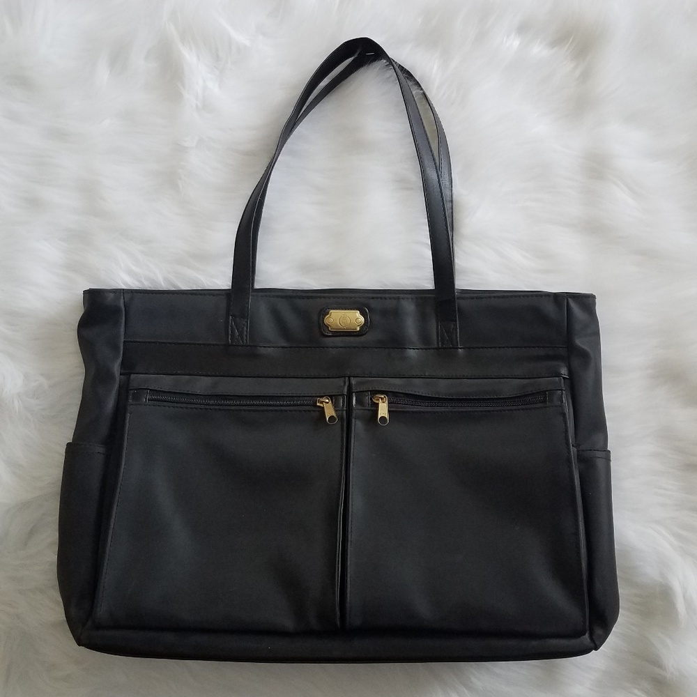 Black dressy zippered tote bag